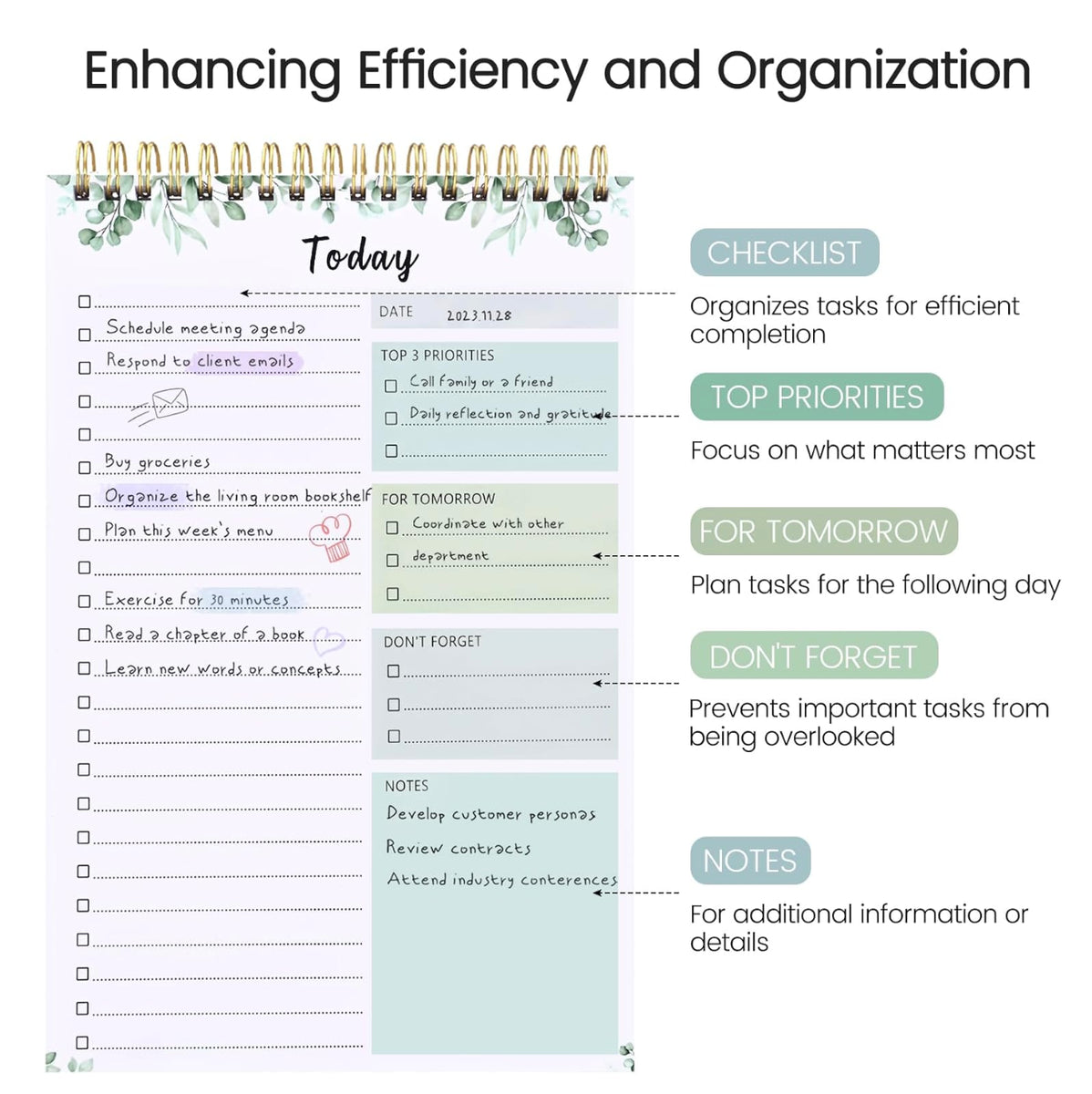 Undated Daily Planner & To-Do List Notepad