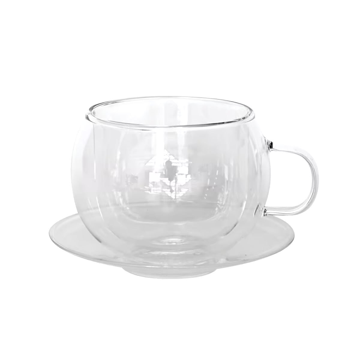 Double Wall Glass Cup & Saucer (220ml)