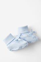 Organic Pointelle Booties - Blue