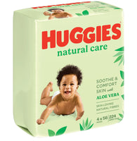 Huggies Baby Wipes 4 X 56's Natural Care
