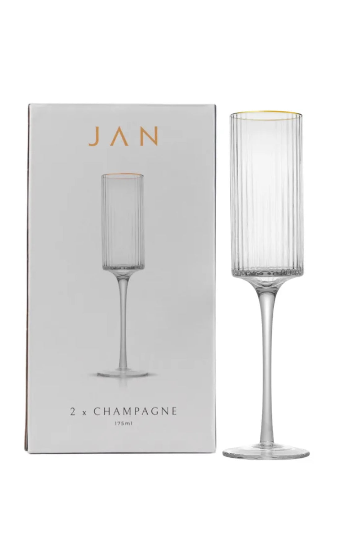 Opulent Champagne Glasses with Gold Rim, Set of 2 - JAN