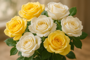 yellow and white roses
