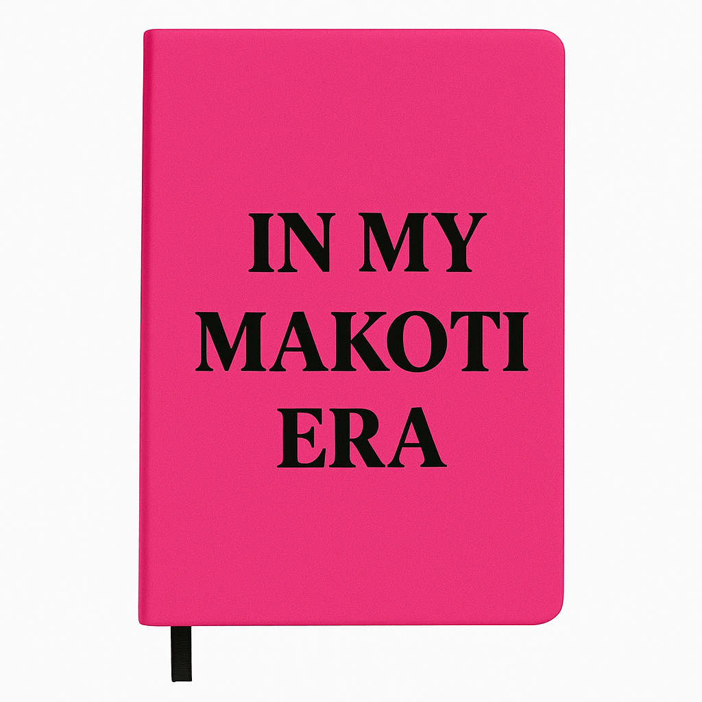 Pink notebook with the title 'IN MY MAKOTI ERA,' ideal for wedding planning and journaling.