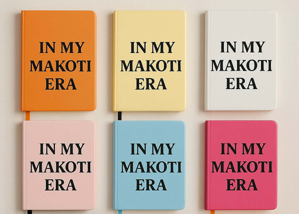 Colorful notebooks featuring the title In My Makoti Era, perfect for wedding planning and journaling.
