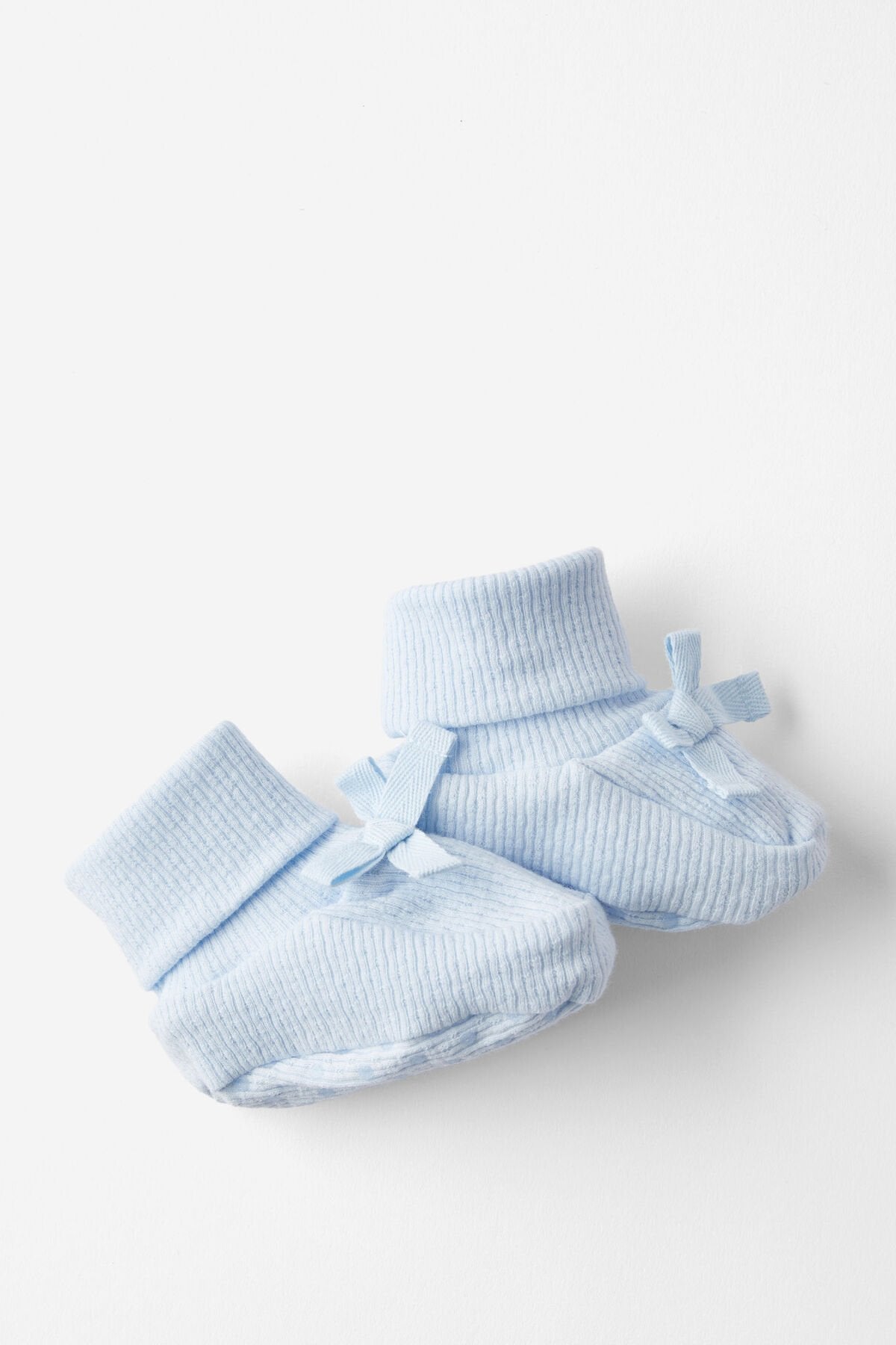 Organic Pointelle Booties - Blue