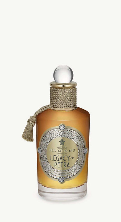 Perfume bottle of The Legacy Of Petra by PENHALIGON’S showcasing its elegant design and branding.