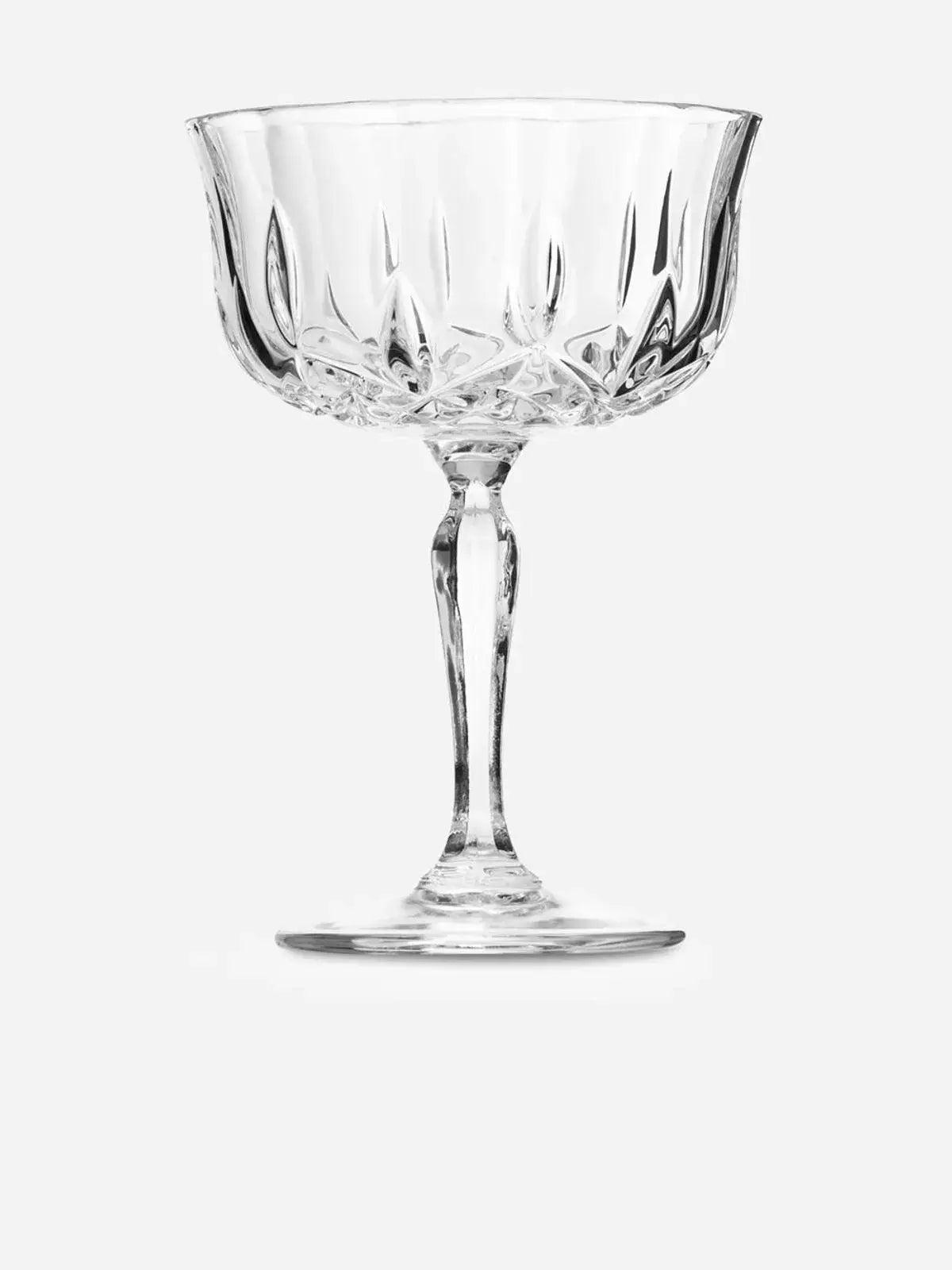 Opera Coupe Crystal Glass 240ml, elegant crystal coupe glass with ridges for luxury sipping.
