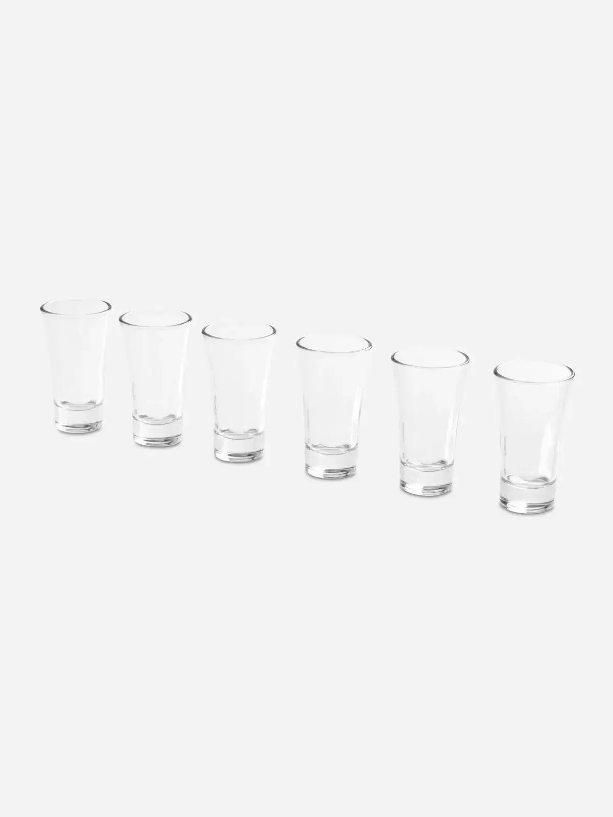 Shooter Glass Set of 6 displayed, showcasing elegant glass shot glasses for enjoying various beverages.